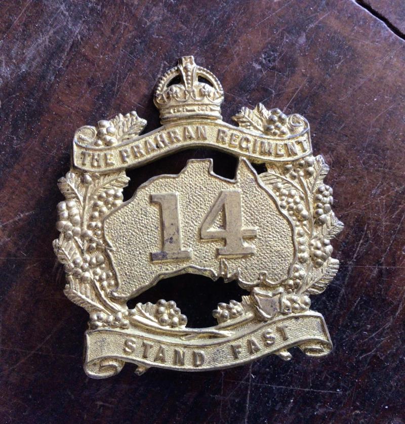 1930-42 14th Infantry Battalion Hat Badge