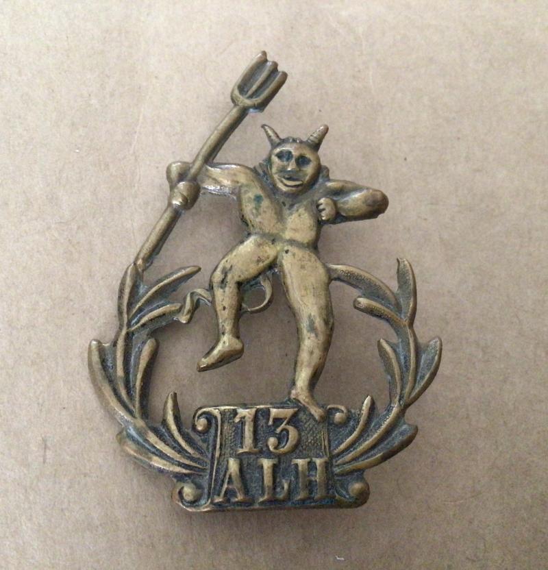 WW1 13th Light Horse Regiment   Dancing Devil) Hat Badge