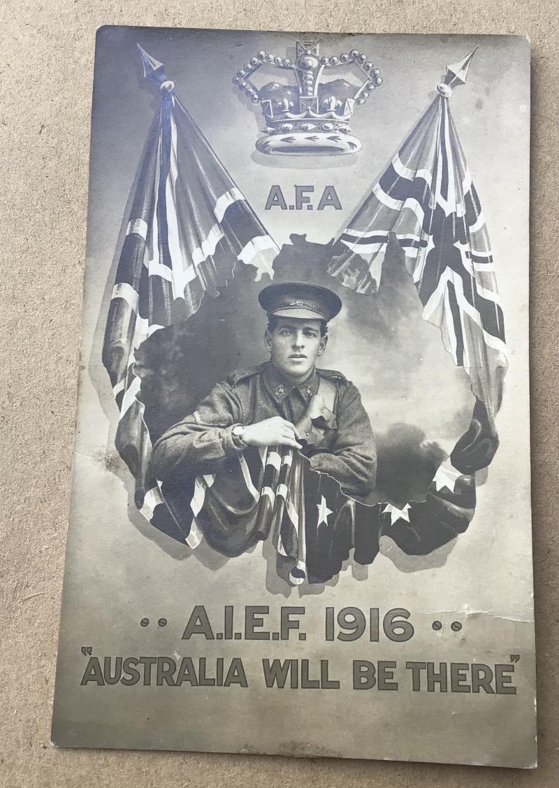 Australian Field Artillery WW1  Photo Postcard - Australia Will Be There