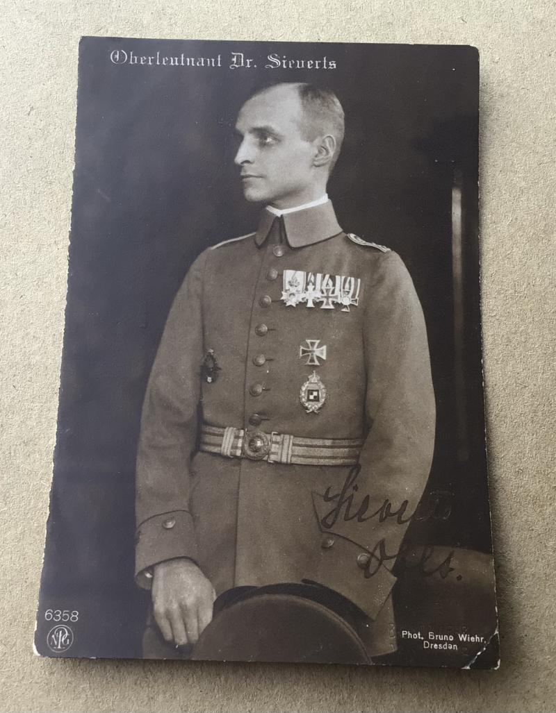 WW1 German Sanke Postcard Oberleutnant Dr Bruno Sieverts