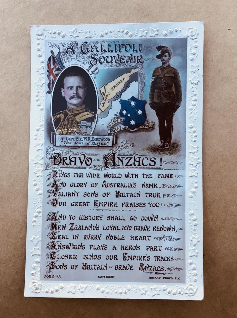 Antik | Australia WW1 A Gallipoli Souvenir Postcard, Bravo ANZACs