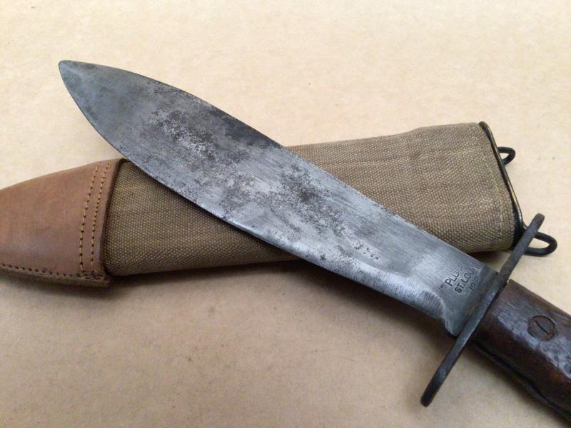 U.S. WWI Model 1917 Bolo Knife by PLUME with Canvas Scabbard - dated 1918