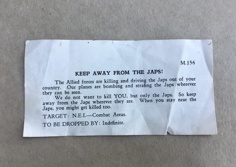 Australia WW2 Air Drop Leaflet Message to the Natives People of The Dutch East Indies