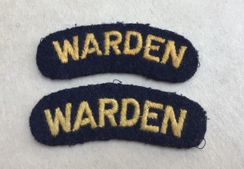 British WW2 ARP “Warden”. Cloth Shoulder Titles