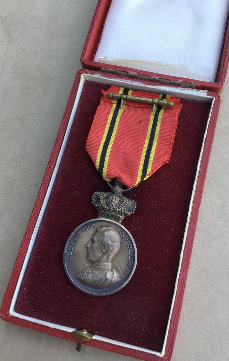 A WW1 Period Belgium Cased King Albert I Medal