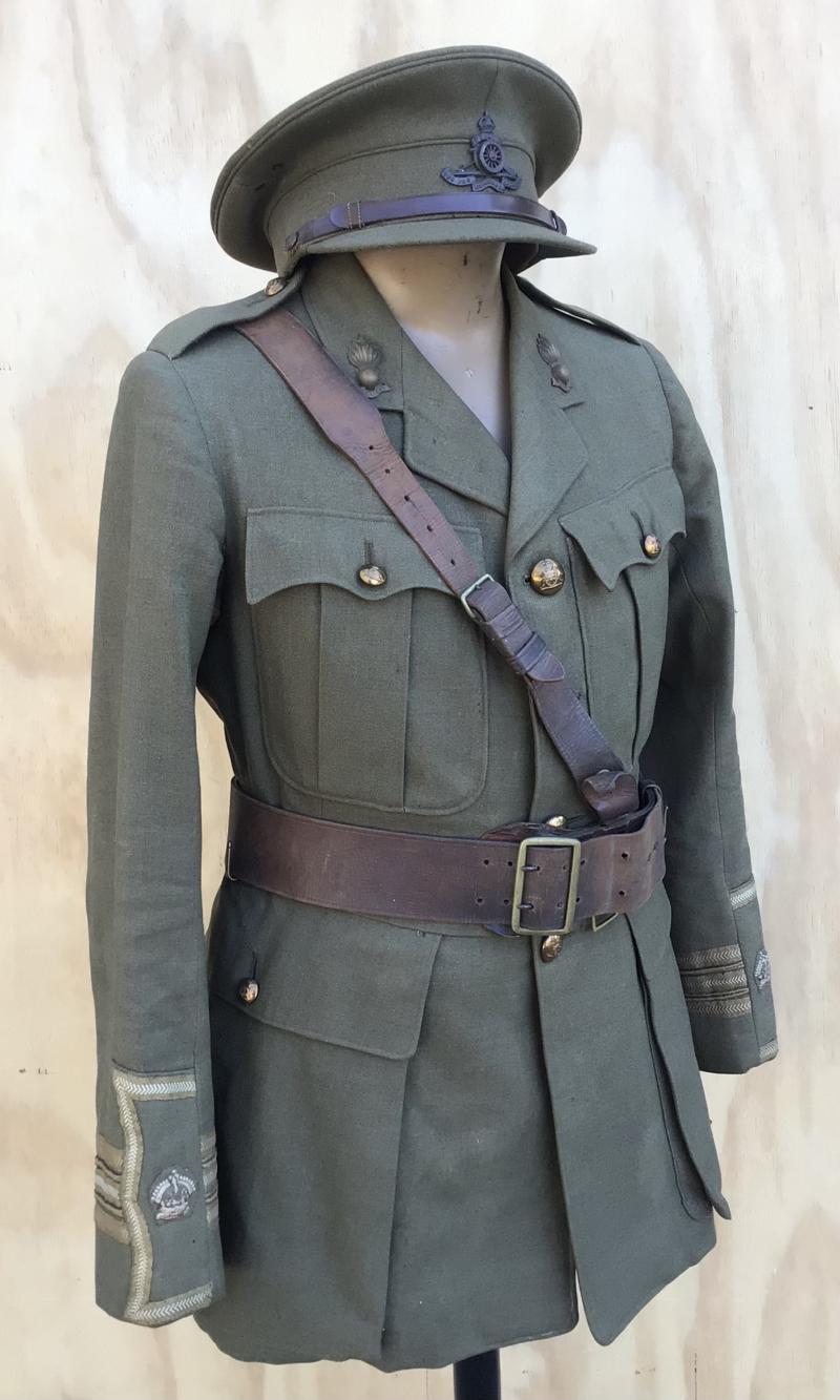 WW1 Royal Artillery Officers Cuff Rank Tunic and Cap