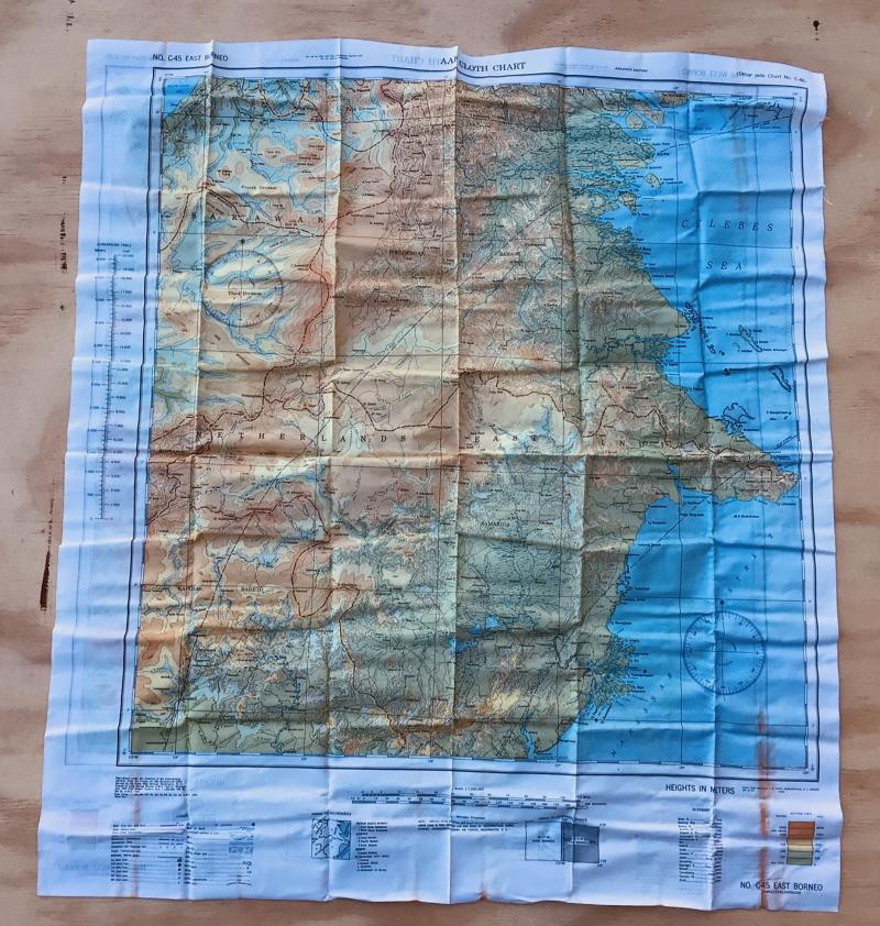 US WW2 AAF Cloth Map - East / West Borneo