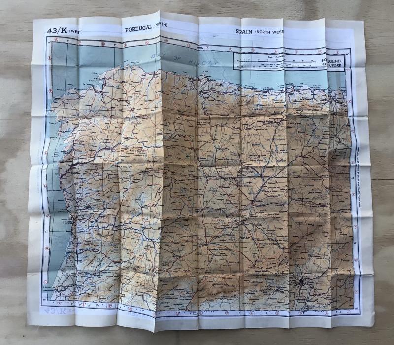WW2 RAF Silk Escape and Evasion Cloth Map