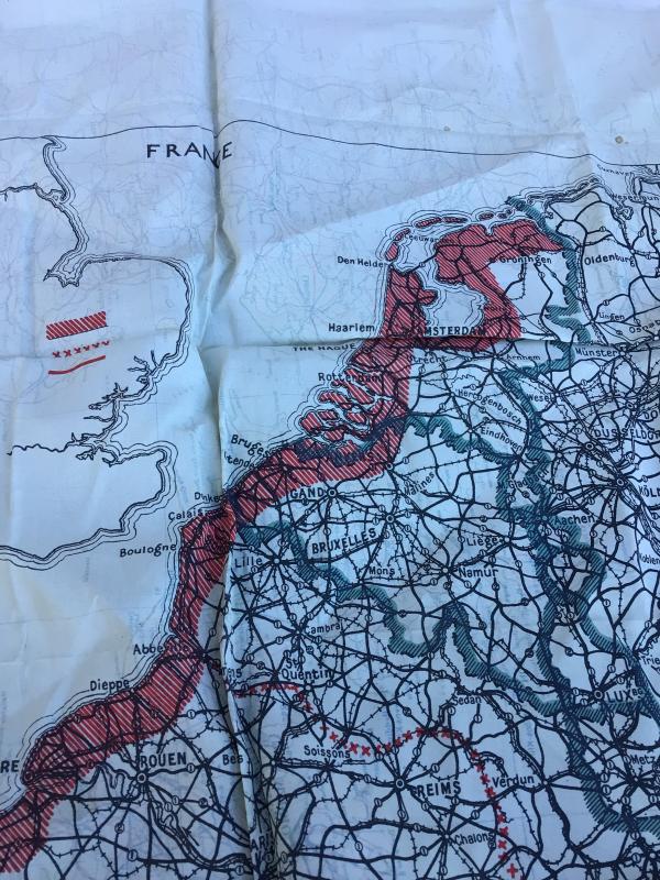 WW2 RAF Silk Escape and Evasion Cloth Map