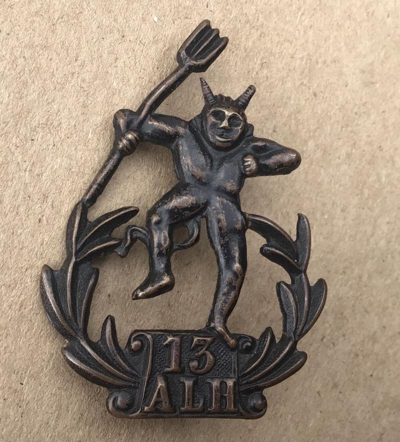 WW1 13th Light Horse Regiment   Dancing Devil) Hat Badge