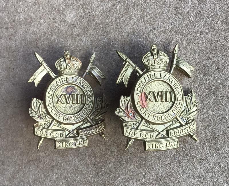 1930-42 18th Light Horse Regiment Collar Badges
