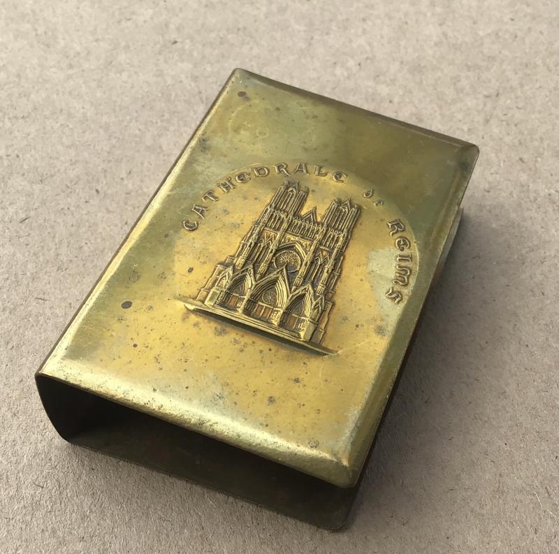 WW1 Souvenir Brass Matchbox Holder
