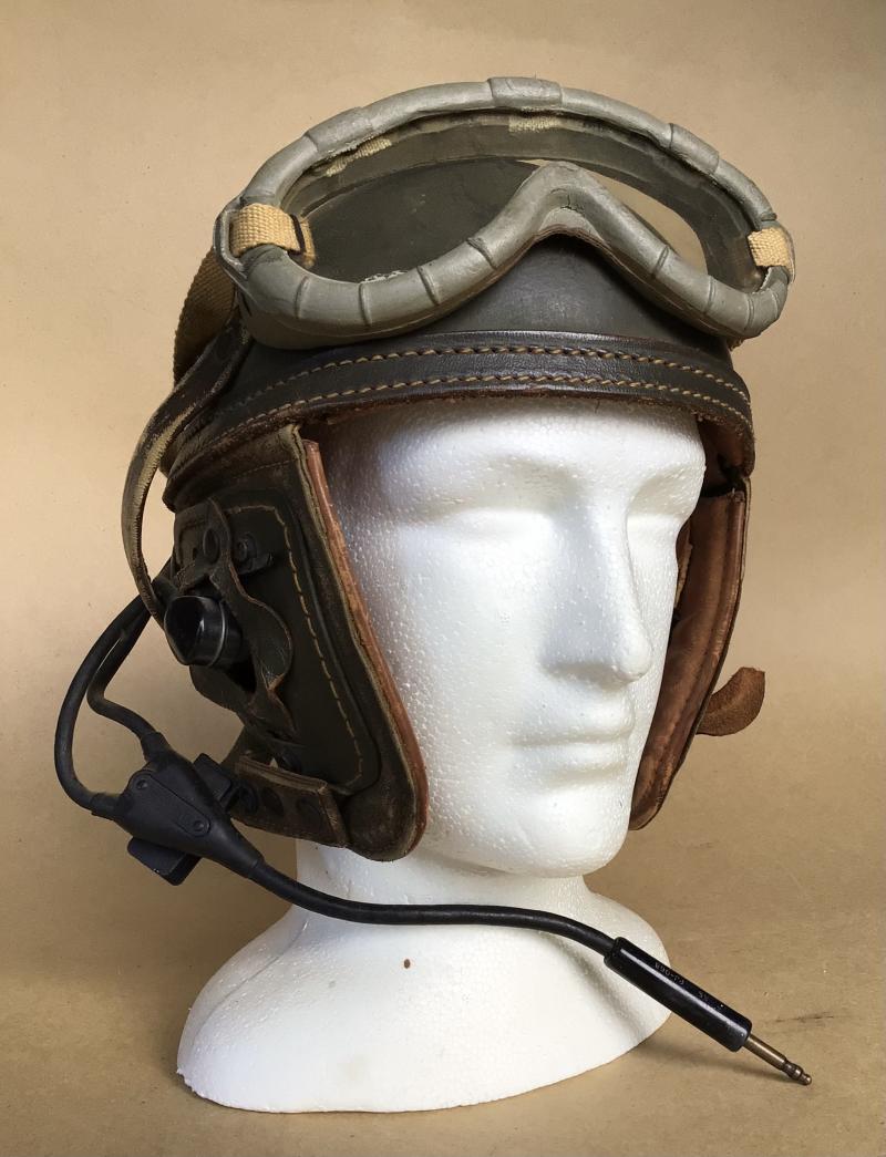 US WW2 Armoured Corps Tankers Crash Helmet and Goggles