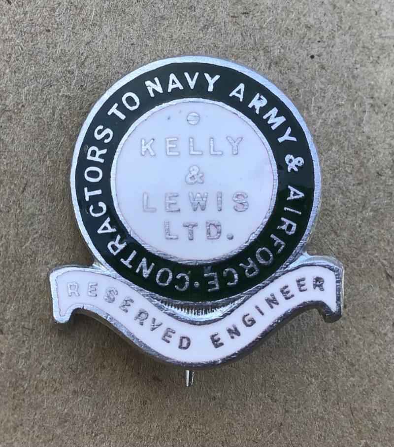 Australian WW2 Factory Reserved Engineer Kelly and Lewis Factory Lapel Badge