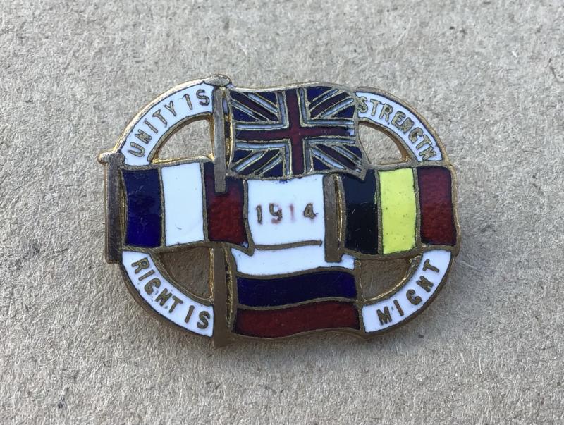 British WW1 Combined Allied Powers Patriotic Lapel Badge