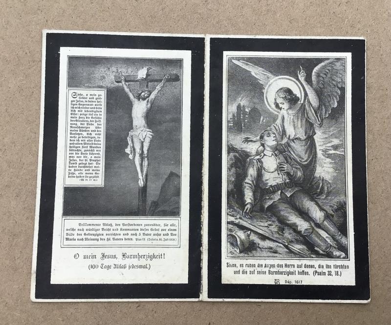 German WW1 Death Card