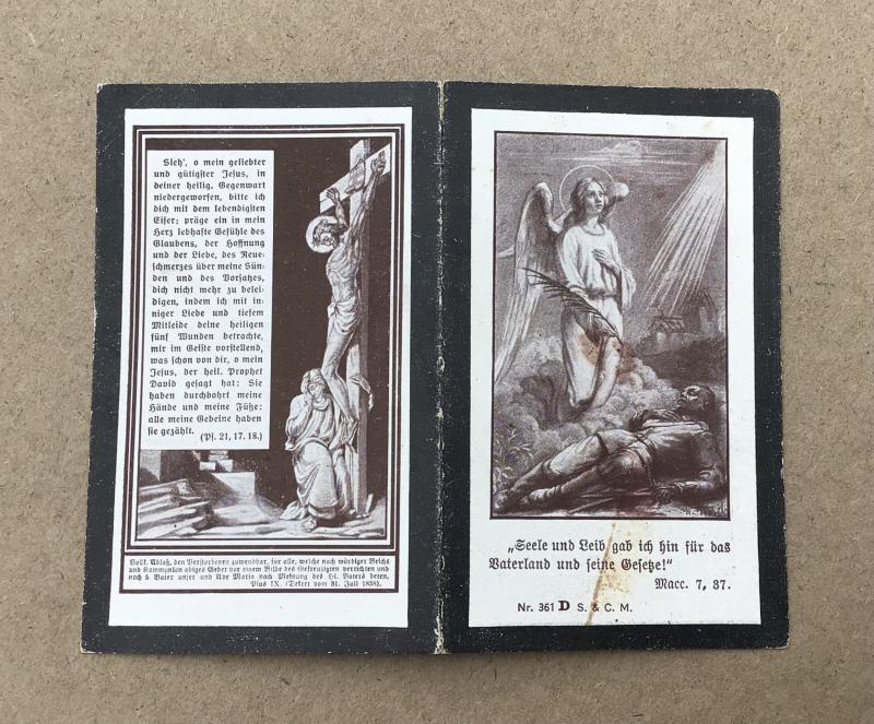 German WW1 Death Card