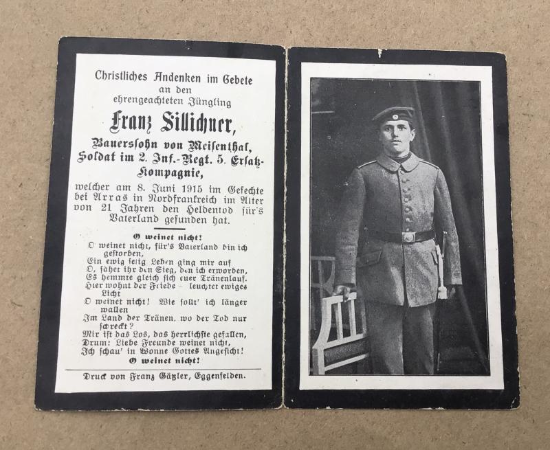 German WW1 Death Card
