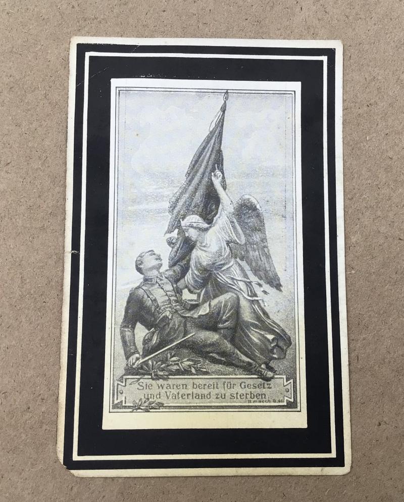 German WW1 Death Card