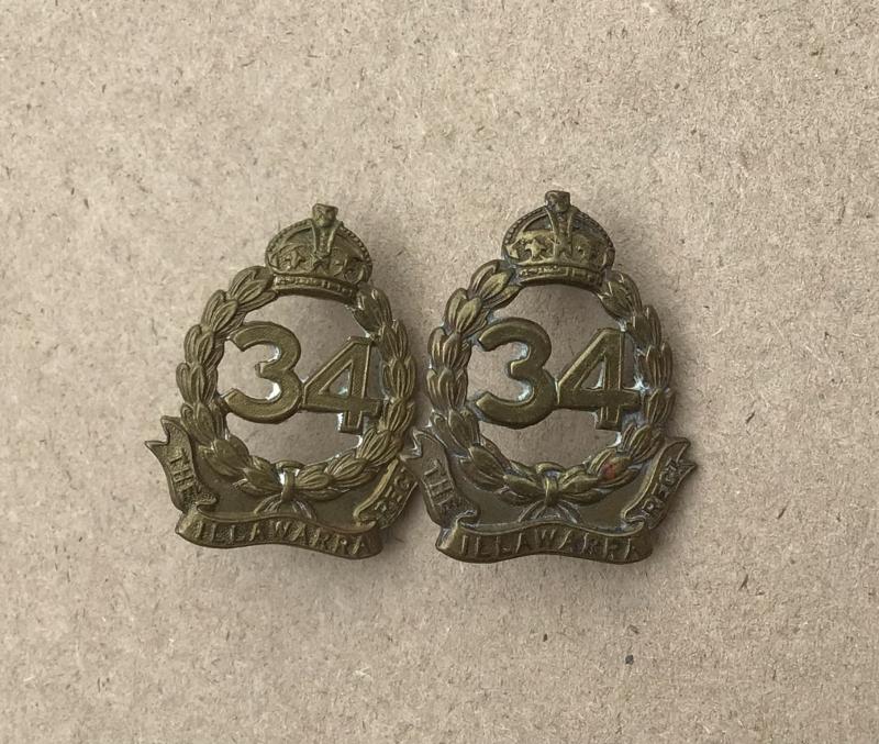 1930-42 34th Bn Collar Badges