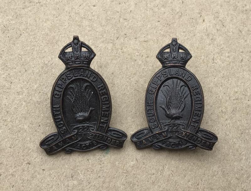 1930-42 22nd Bn Collar Badges