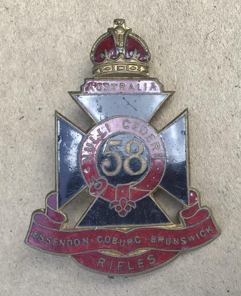 1930-42 58th Infantry Battalion Hat Badge