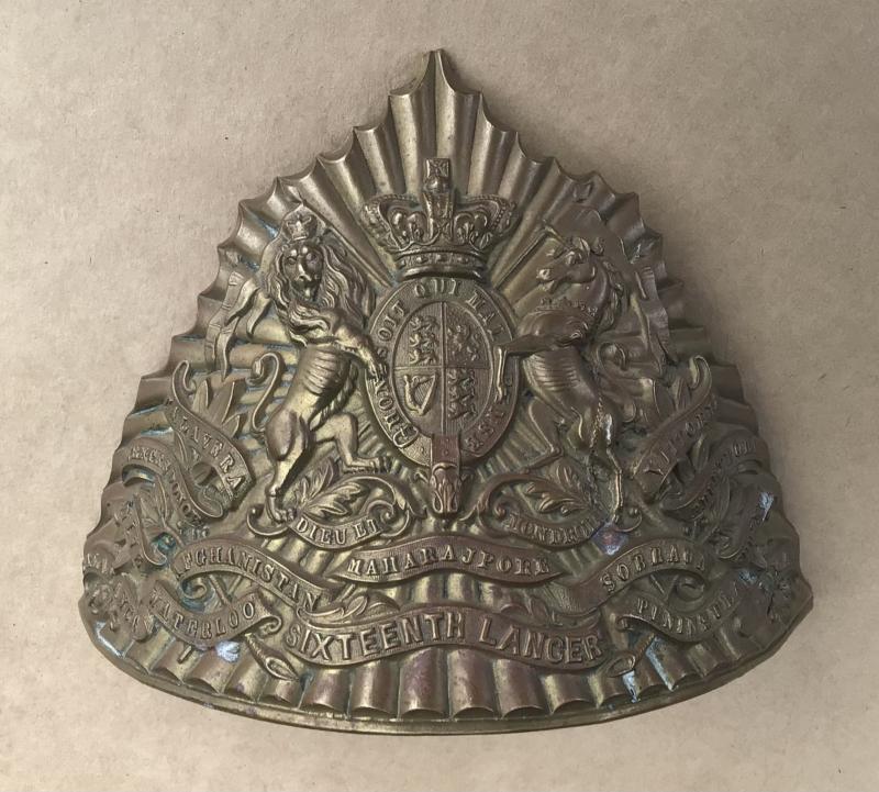 British 16th (The Queen's) Lancers Chapka Plate