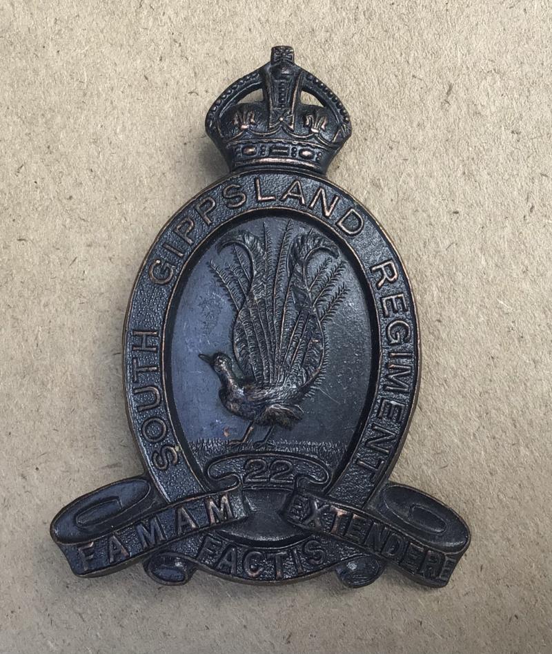 1930-42 22nd Infantry Battalion Hat Badge.