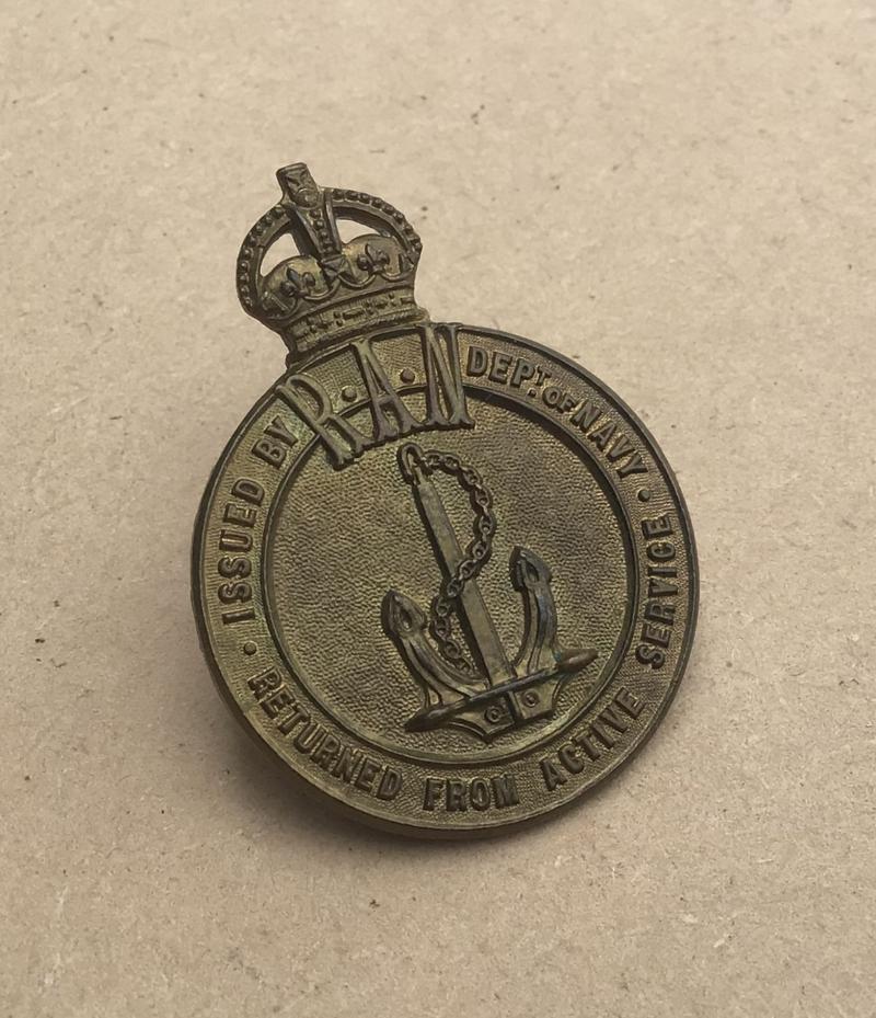 Australia WW1 RAN Retuned From Active Service Late Badge