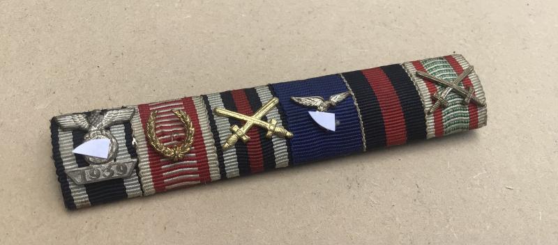 German WW2 Luftwaffe 6 Place Ribbon Bar with Spange