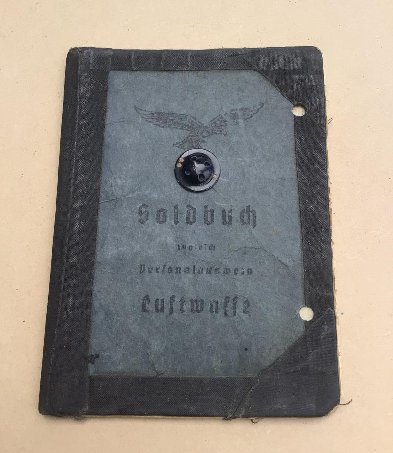 Germany WW2 Rare Luftwaffe Soldbuch To A Decorated Pilot Missing in Action