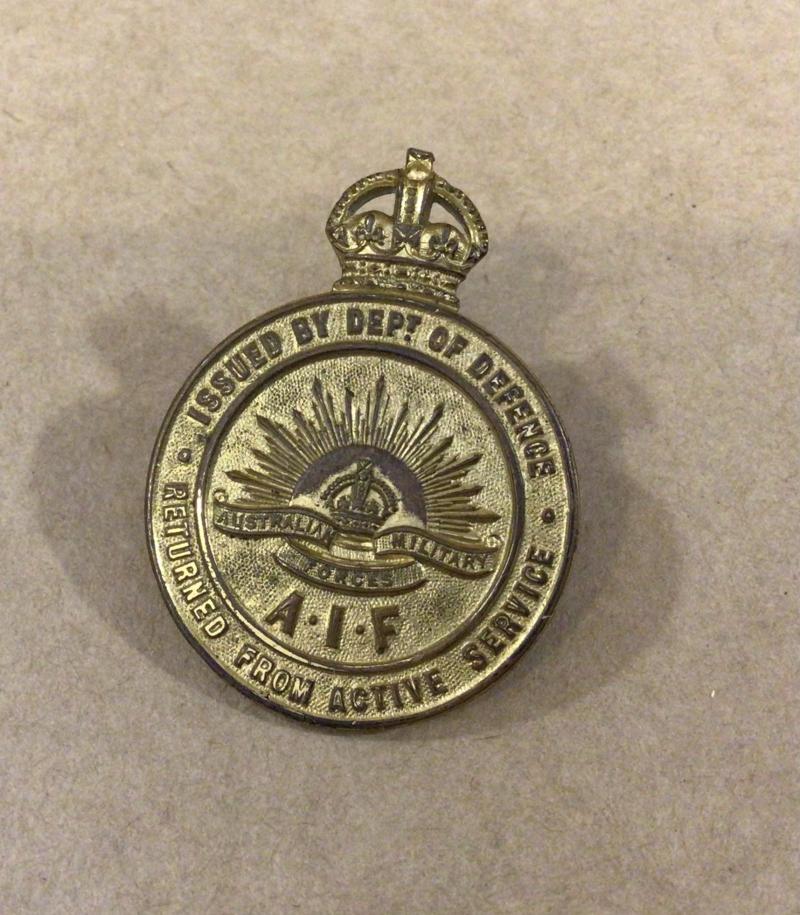 Australia WW1 Returned From Active service Lapel Badge.