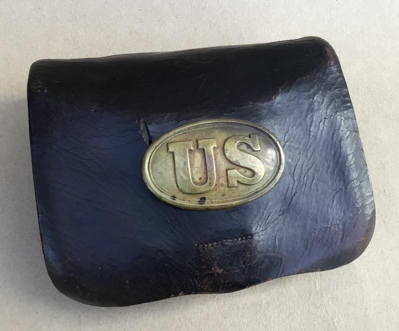 Original U.S. Civil War Model 1861 Type II Cartridge Box with Plate