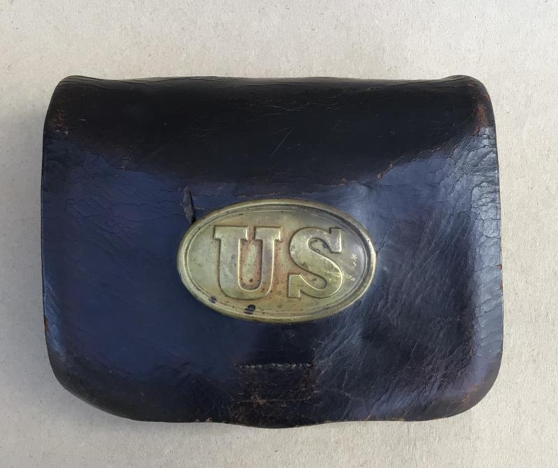 Original U.S. Civil War Model 1861 Type II Cartridge Box with Plate