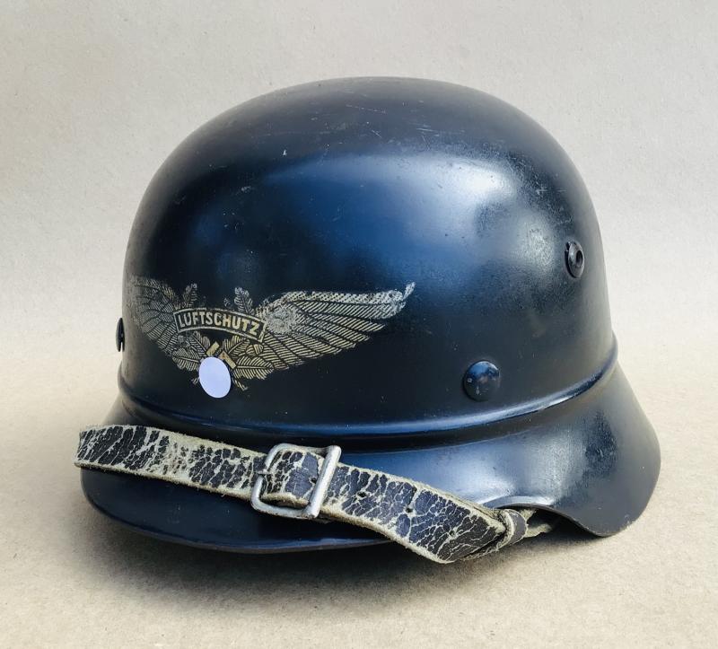 German WW2 Luftschutz Beaded M35 Steel Helmet