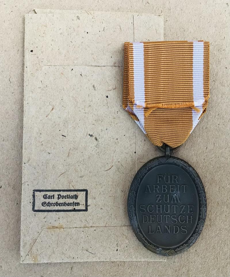 Germany WW2 West Wall Medal and Packet of Issue