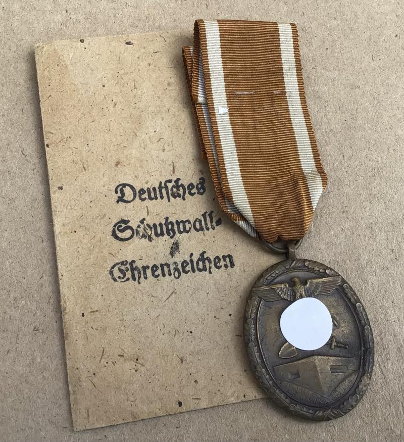 Germany WW2 West Wall Medal and Packet of Issue