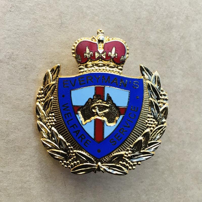 Australian Defence Force Everymans Welfare Service Hat Badge.