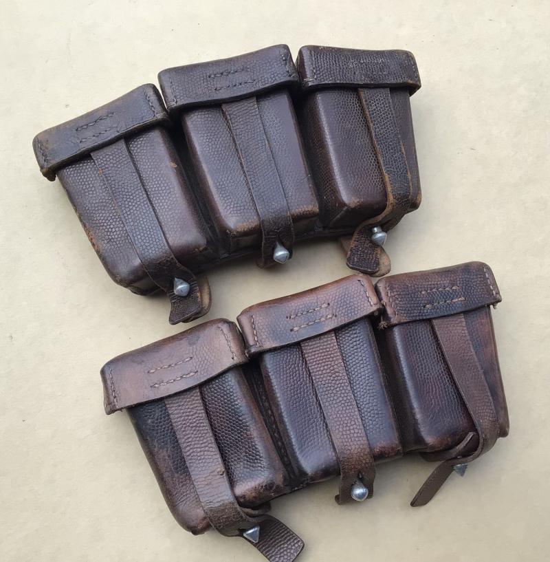 Germany WW2 Luftwaffe Brown Leather K98  Ammunition Pouches