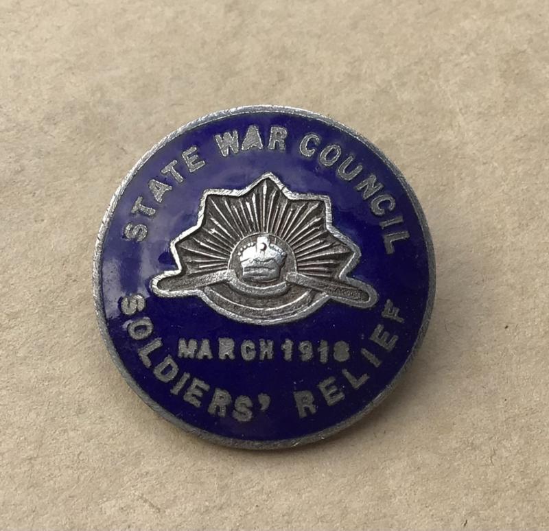 Australia WW1 State War Council of Victoria Soldiers relief Fund Donation Lapel Badge