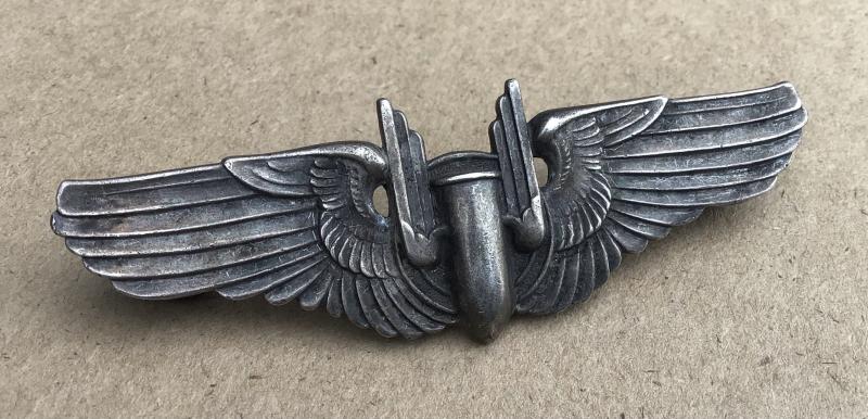 US WW2 USAAF Air Gunner Sterling Silver Wings