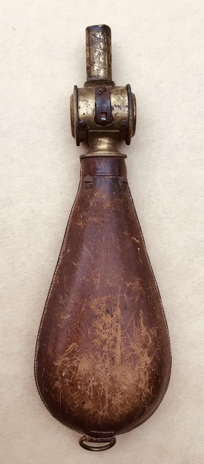An Antique Leather Powder or Shot Flask