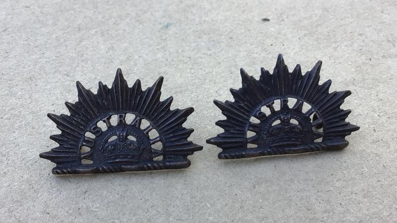 Australia Boer War 2nd Pattern Rising Sun Collar Badges
