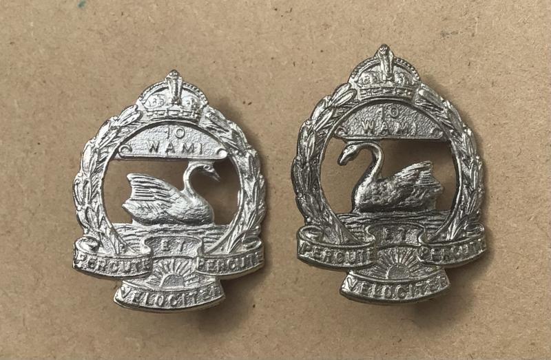 1948-53 10th Western Australian Mounted Infantry Collar Badges