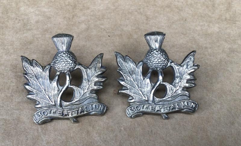1930-42 30th Infantry Battalion Collar Badges
