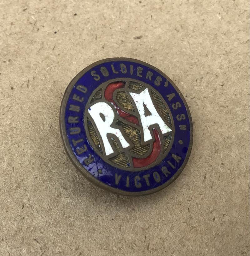 Australia WW1 Returned Soldiers Association Vic Lapel Badge