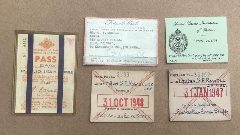 A Collection of Official and Club Authority Passes to Lieutenant General Sir Sydney Rowell.