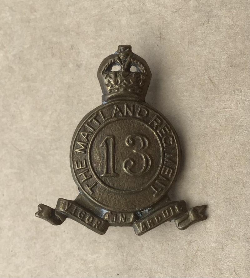 1930-42 13th Infantry Battalion Collar Badge.