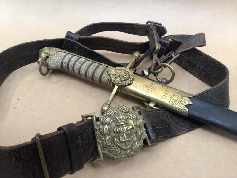 WW1 Period Royal Navy Midshipman’s Dirk and Waistbelt