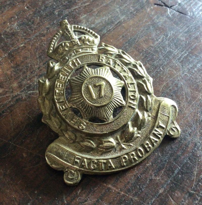 1930-42 17th Infantry Battalion Hat Badge